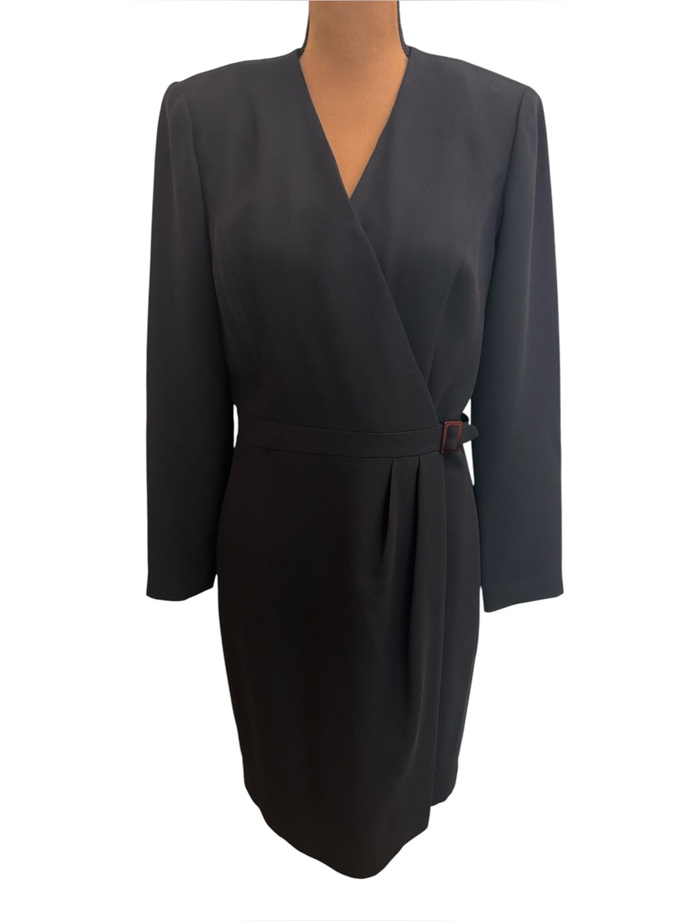 Vintage Talbots Black Long Sleeve Dress Cross Front‎ Fully Lined Size 8